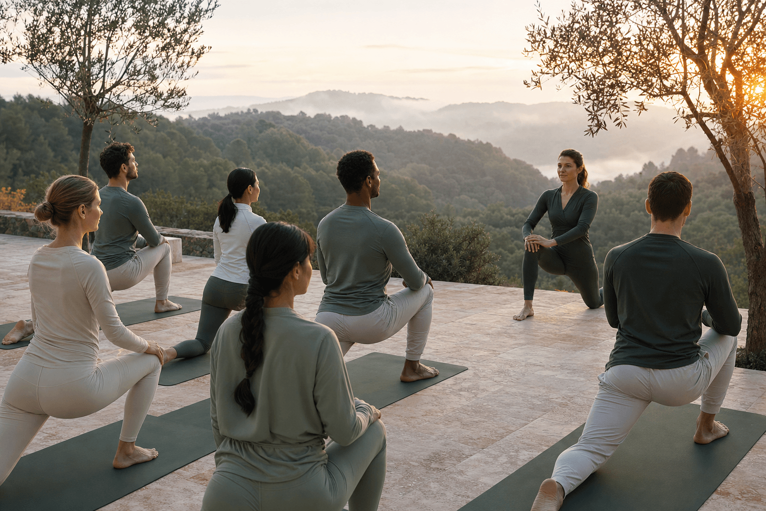 A community wellness event at sunrise